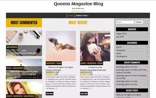 wordpress queens magazine teması