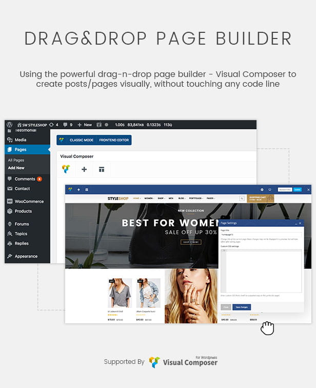 drag drop page builder boutique