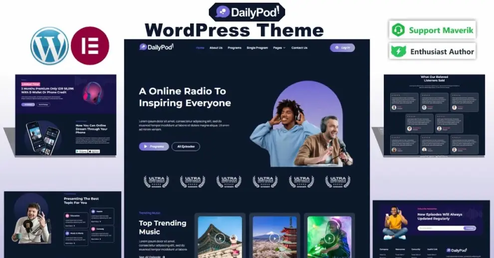 DailyPod - Radyo & Podcast İstasyonu WordPress Şablonu